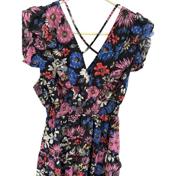 Koko Mason Women M Ruffle Black Floral Maxi Dress Flowy Romantic Whimsygoth NWTT - Picture 9 of 10